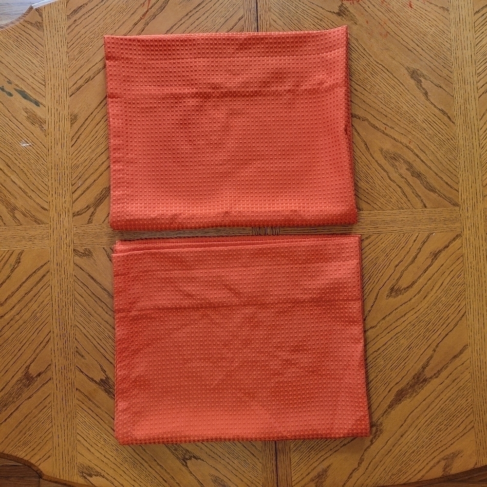 Orange Waffle-Texture Fabric Curtains - set of 2 - 40x64